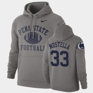Men's Penn State Nittany Lions #33 Bryce Mostella Heathered Gray Pullover Retro Football Hoodie 602101-836