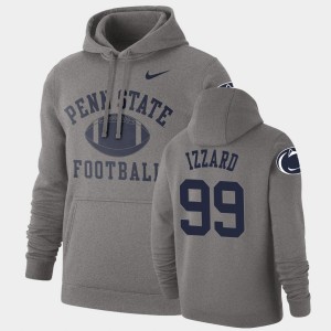 Men's Penn State Nittany Lions #99 Coziah Izzard Heathered Gray Pullover Retro Football Hoodie 704081-532