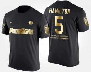 Men's Penn State Nittany Lions #5 DaeSean Hamilton Black Short Sleeve With Message Gold Limited T-Shirt 423577-816