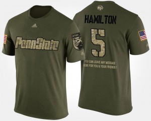 Men's Penn State Nittany Lions #5 DaeSean Hamilton Camo Short Sleeve With Message Military T-Shirt 677578-281