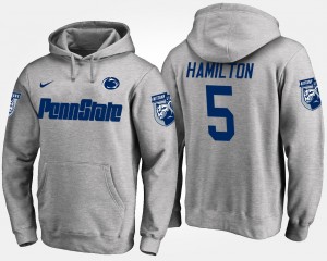 Men's Penn State Nittany Lions #5 DaeSean Hamilton Gray Name and Number Hoodie 661287-727