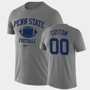 Men's Penn State Nittany Lions #00 Custom Heathered Gray Lockup Legend Performance Retro Football T-Shirt 474320-828